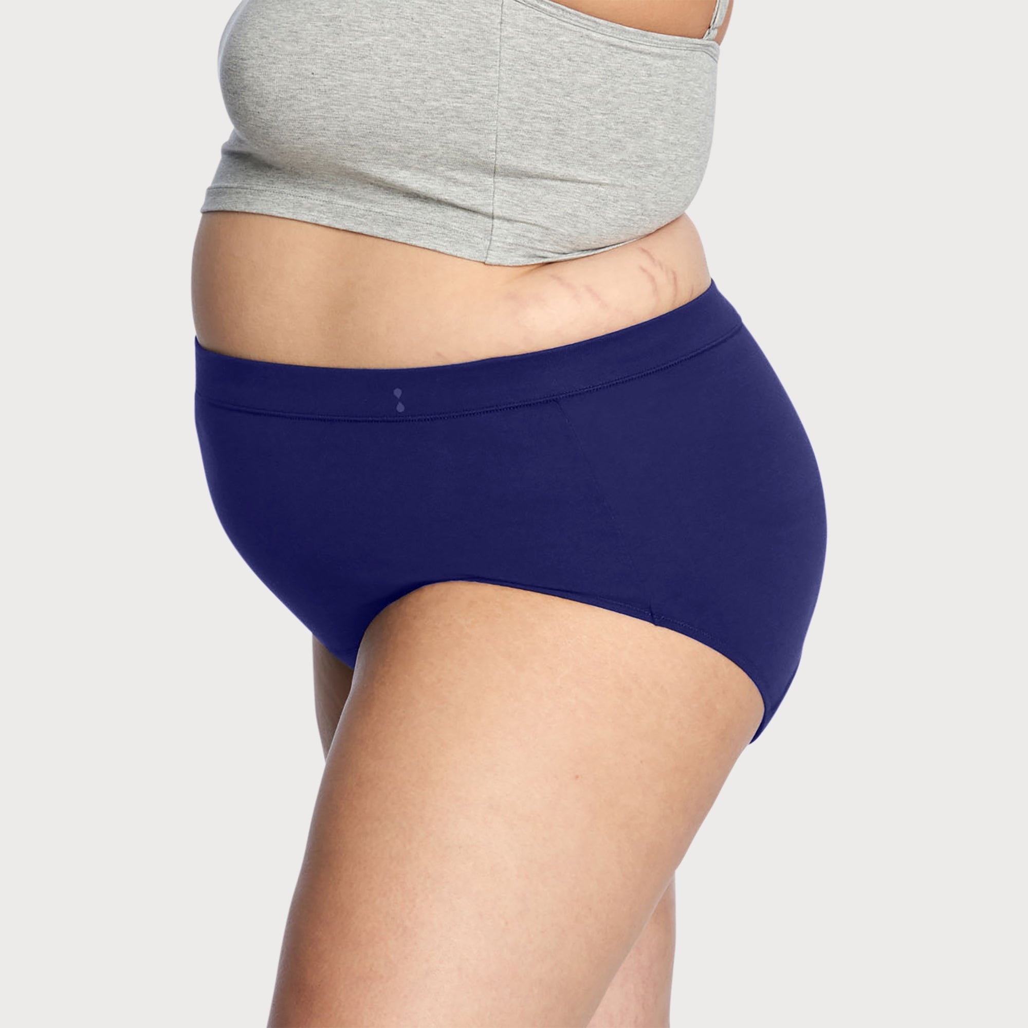 side view of thinx everyday hiwaist in indigo