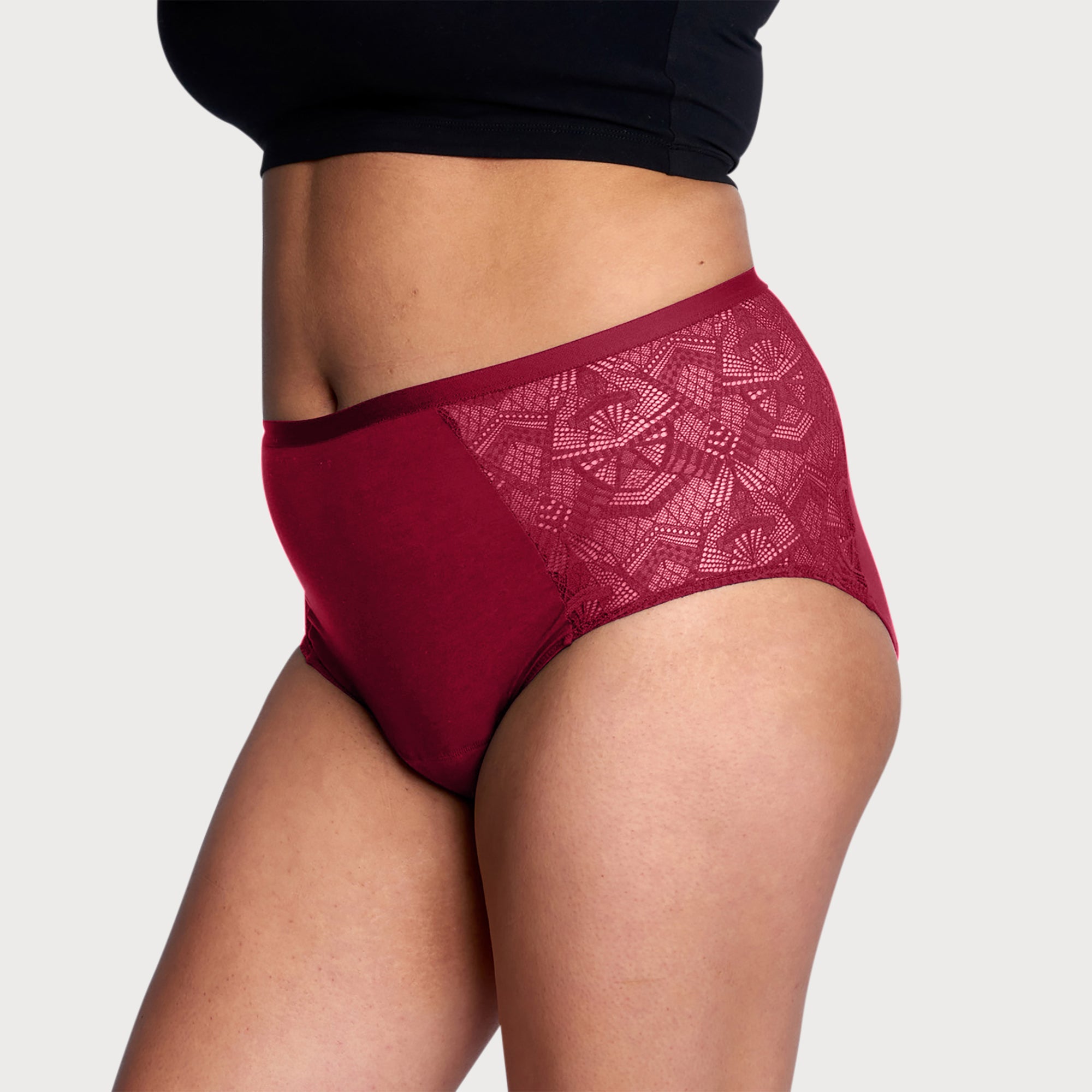 side view of thinx ultra soft brief in spicy