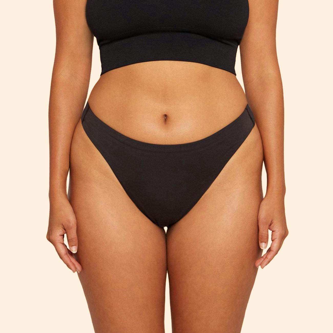 Thinx - Cotton Thong - Black - Front