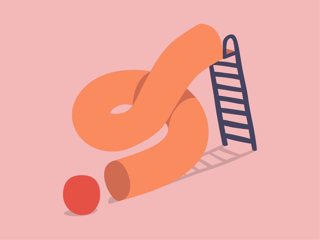 illustration of a circular slide with a red circle coming out